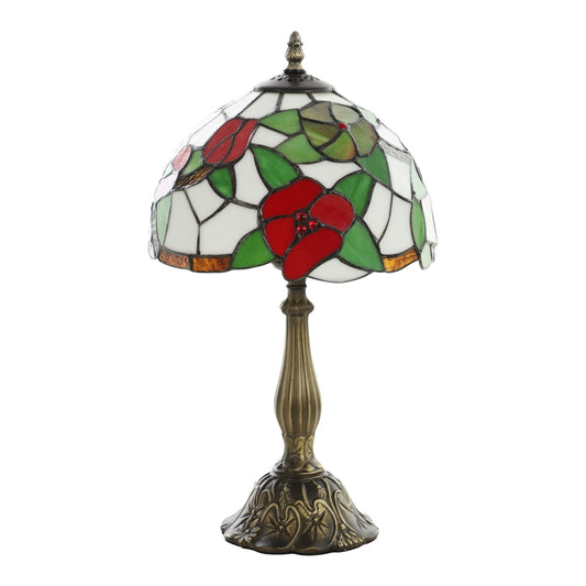 HOMCOM Tiffany Stained Glass Table Lamp in Red