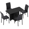HOMCOM Dining Table Set, Folding Drop Leaf Table with Storage and 4 Chairs, Black