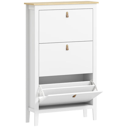 HOMCOM Modern Three-Drawer Shoe Cabinet - White