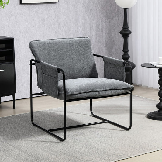HOMCOM Minimal Padded Accent Chair in Grey