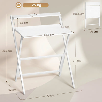 HOMCOM 70 cm Folding Computer Desk with Monitor Shelf - White
