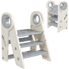 AIYAPLAY Foldable and Adjustable Kids Step Stool with Handle, Non-Slip, Grey