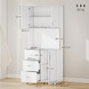 HOMCOM Free standing Kitchen Cupboard, Storage Cabinet with Doors and Sheleves, 3 drawers and Open Space, Adjustable Height Storage Unit, White