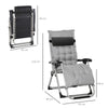 Outsunny 2pc Reclining Zero Gravity Sun Loungers ,Folding Chaise Lounge Chair with Cushions, Light Grey