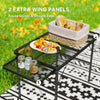 Outsunny Folding Grill Table, 4.5ft Portable Camping Table with 2 Wing Panels, Height Adjustable Metal Picnic Table for Camping, Picnic and BBQ, Black