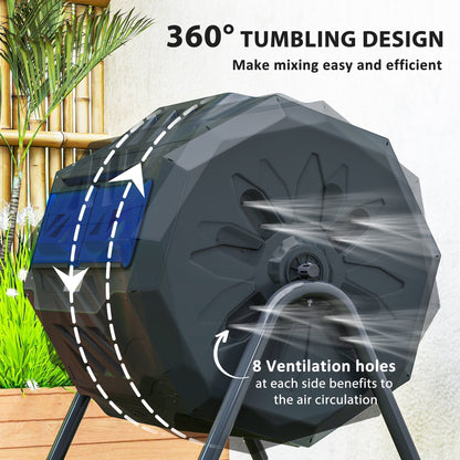 Outsunny 160L 360 Rotating Dual Chamber Composter - Blue
