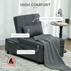 HOMCOM Convertible Chair Bed with Padding Seat, 4-in-1 Multi-Functional Sleeper Sofa Bed, Recliner with Adjustable Backrest, Side Pocket, Wheels and Pillow, for Living Room, Grey
