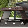 Outsunny Foldable Outdoor Side Table, Rattan Garden Coffee Table with Steel Frame, Space Saving Bistro Garden Furniture for Patio, Balcony, 60 x 41 x 41 cm, Brown