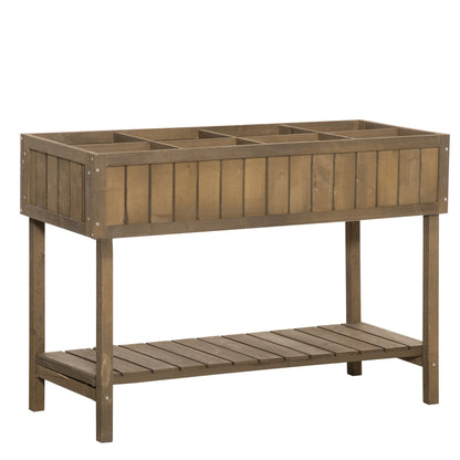 Outsunny Wooden Herb Planter Raised Bed Container Garden Plant Stand Bed 8 Boxes 110L x 46W x 76Hcm Brown