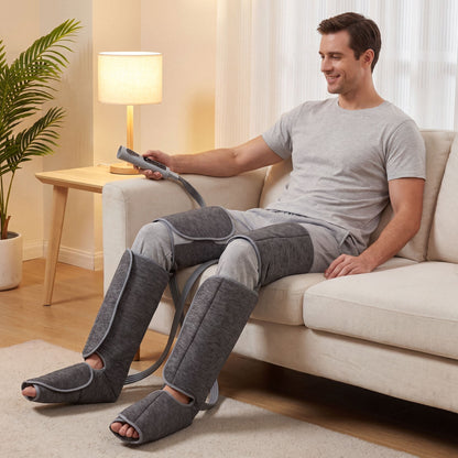 HOMCOM Leg Massager with Heat, Compression, 3 Auto Modes & 3 Intensities,  Foot and Calf Massage Machine