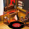 HOMCOM LED Computer Desk, with Power Outlets and Shelves - Rustic Brown
