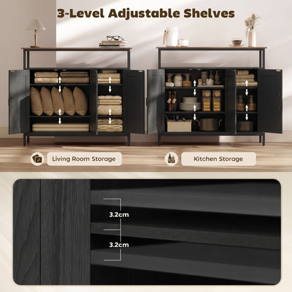 HOMCOM Industrial Kitchen Sideboard with Open Shelf in Black