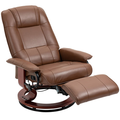 HOMCOM Faux Leather Armchair, with 145 degrees Reclining Back and Footrest - Brown