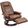 HOMCOM Faux Leather Armchair, with 145Â° Reclining Back and Footrest - Brown