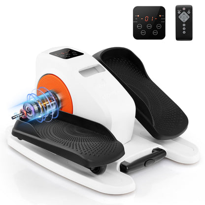 Under Desk Elliptical Machine with display screen and remote control in white