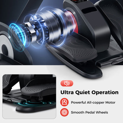 Internal workings of the quiet exercise machine with motor detail