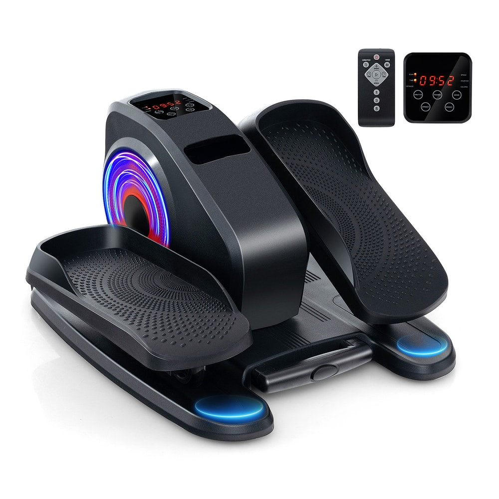 Under Desk Elliptical Machine with display screen and remote control in red