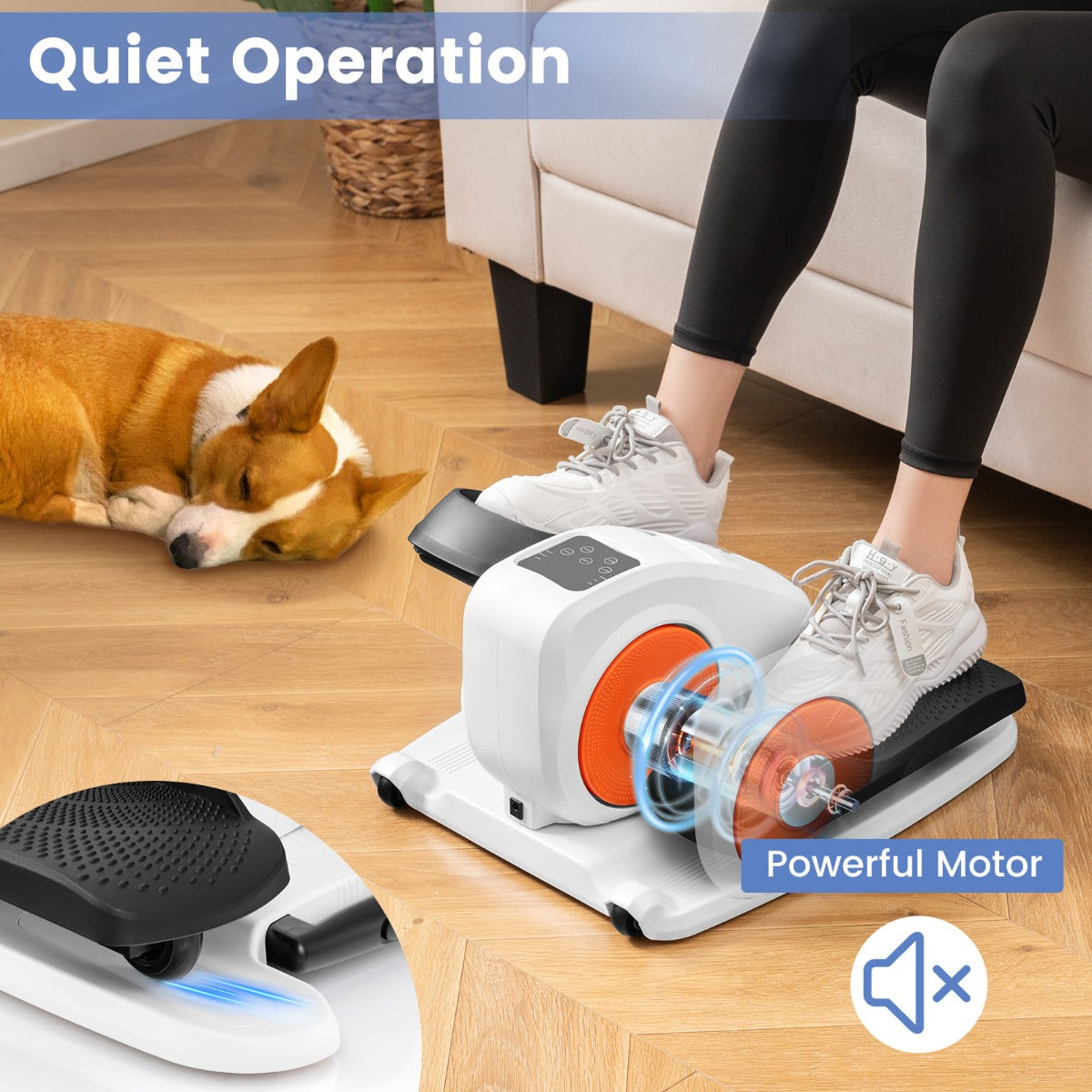 Quiet operation of the under desk exercise machine with motor detail