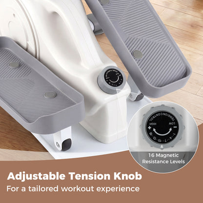 Under Desk Elliptical Pedal Exerciser with Forward, the exercise bike showing the tension control knob used to adjust the