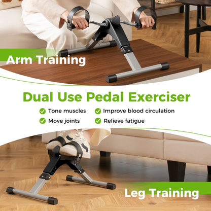 The exercise bike demonstrating both arm and leg training positions