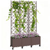 Outsunny Plastic Raised Planter with Trellis, Self Watering Raised Bed for Garden with Wheels, Drainage Holes and Plugs