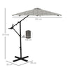 Outsunny 3(m) Convertible Cantilever Parasol and Centre-post Garden Parasol with Cross Base, 360Â° Rotation Banana Parasol with Crank Handle and 8 Ribs, Hanging Patio Umbrella, Black and White
