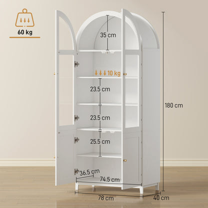HOMCOM 180cm Tall Kitchen Cupboard in White