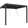 Outsunny 3 x 3 m Louvered Pergola with LED Lights, Metal Louvres, Wall Mounted Aluminium Patio Gazebo Pergola, Dark Grey