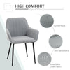 HOMCOM Dining Chairs Set of 2, Upholstered Linen Fabric Kitchen Chairs with Metal Legs for Living Room Dining Room, Light Grey