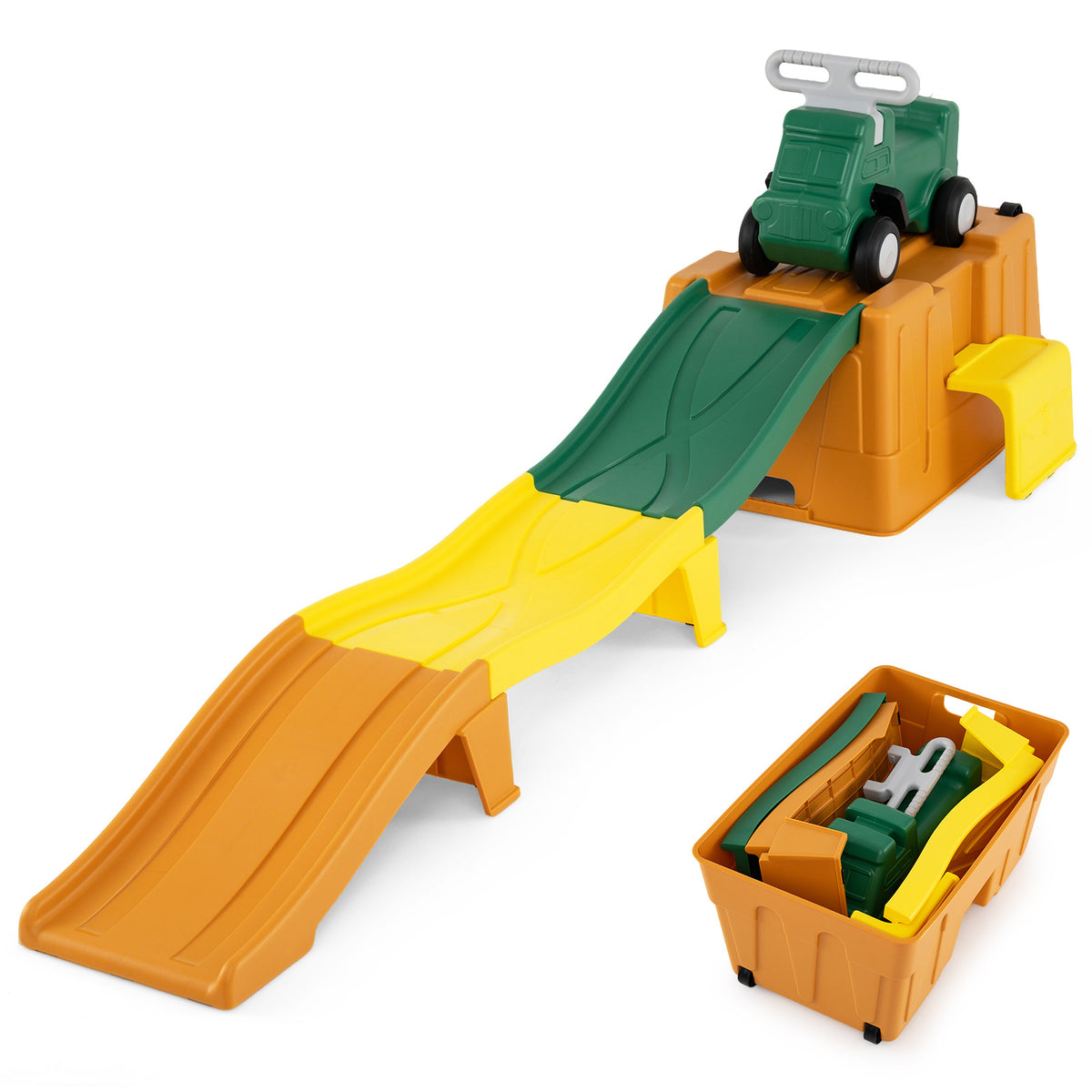 Up and Down Roller Coaster Expandable Roller Coaster Kids Ride on Toy with a storage box