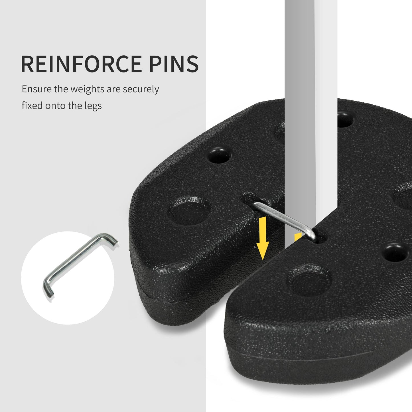 Outsunny Total 12KG Gazebo Weights Set of 4, Weights for Gazebo Legs with Reinforce Pins and Carry Belt, for Canopies Tents