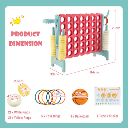 Dimensions of the lawn game set and included accessories