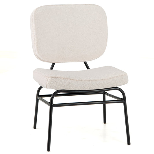 Upholstered Accent Chair with sponge padding and adjustable foot pads in white