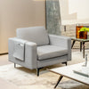 Upholstered Single Sofa Chair with Magazine Caddy Holder and Metal Legs-Grey