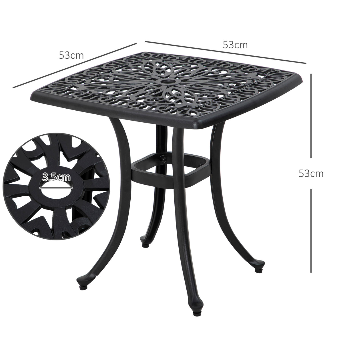 Outsunny Cast Aluminium Bistro Table in Black