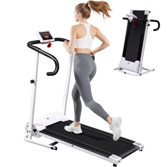 HOMCOM Folding Treadmill with Incline in White