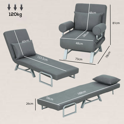 HOMCOM Single Sofa Bed in Dark Grey