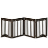 PawHut Freestanding Pet Gate 4 Panel Wooden Dog Barrier Folding Safety Fence with Support Feet up to 204cm Long 61cm Tall for Doorway Stairs Brown
