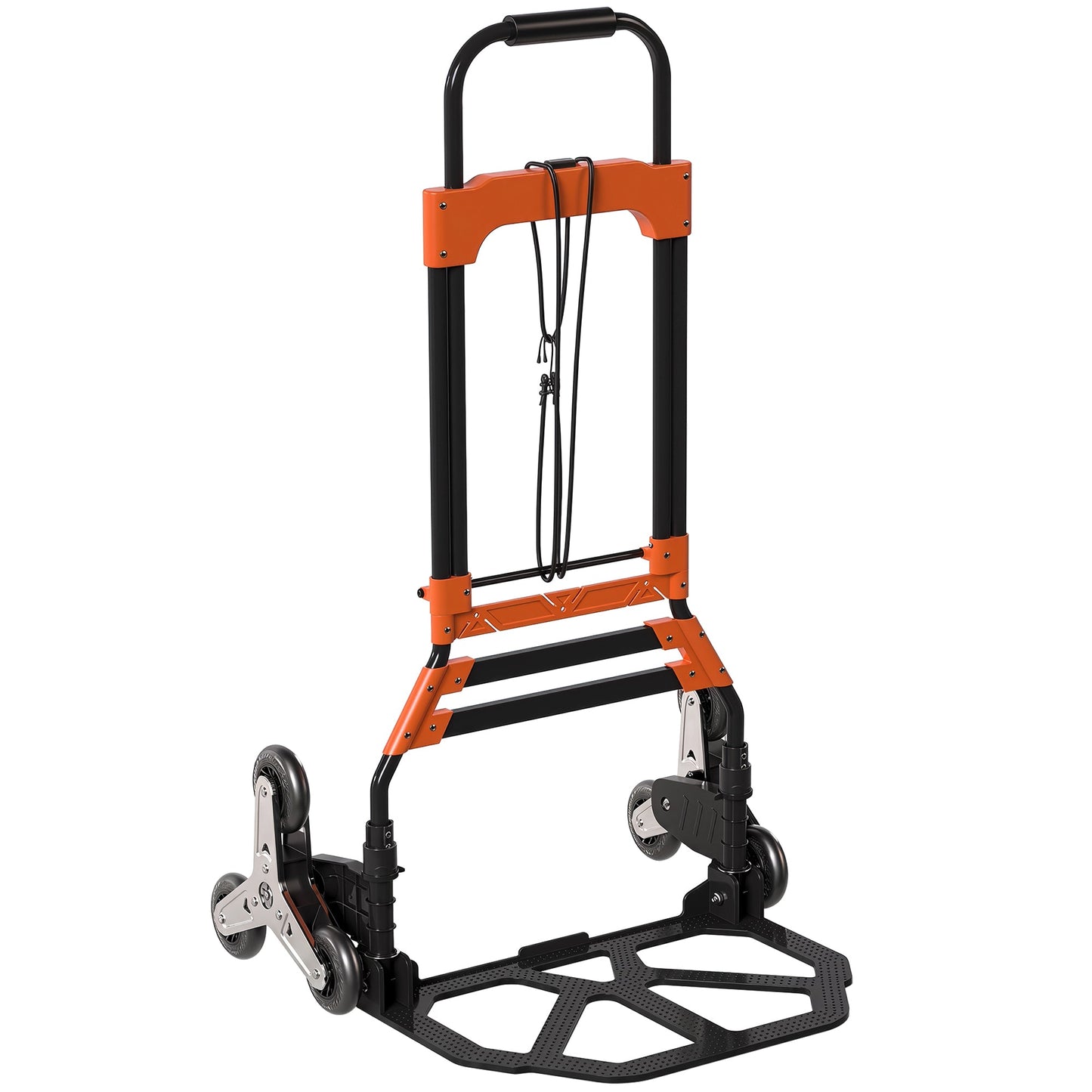 HOMCOM Heavy Duty Foldable Trolley on Wheels, Steel Folding Hand Truck, 75kg, Black and Orange