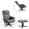 HOMCOM Rocker Swivel Recliner Chair with Footstool - Charcoal Grey Linen
