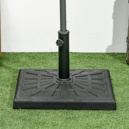 Outsunny 19kg Resin Garden Parasol Base Holder, Square Outdoor Market Umbrella Stand Weight for Poles of 32mm, 38mm, and 48mm, Black