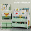 AIYAPLAY Kids Storage Unit, Toy Organiser with 6 Fabric Drawers and 2-Tier Sling Book Rack for Bedroom, Playroom, Nursery, Green