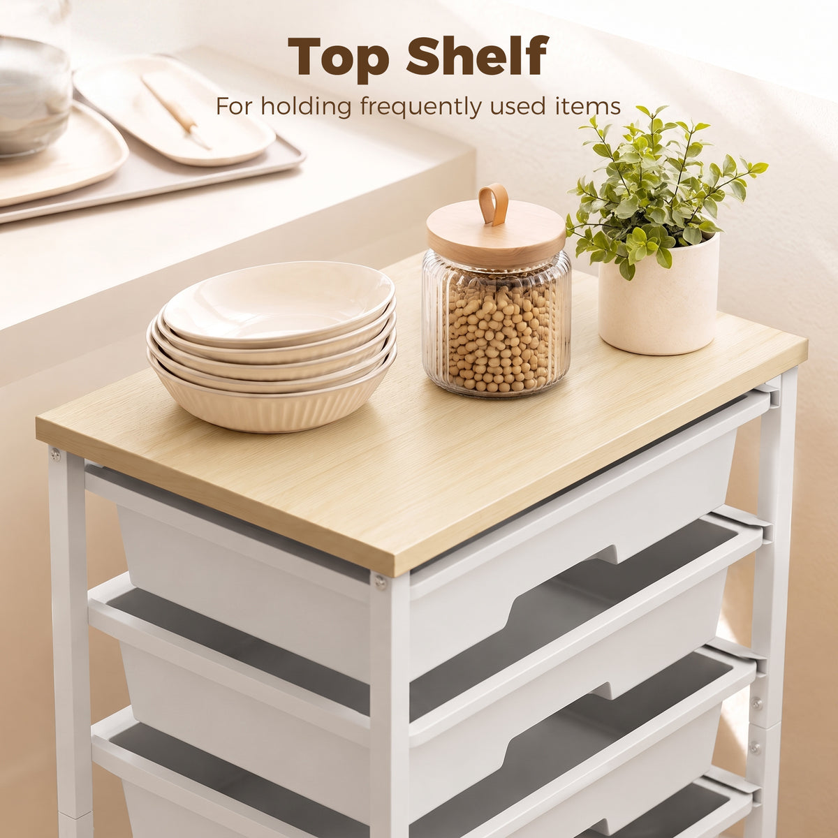 HOMCOM 6-Tier Storage Trolley on Wheels in White
