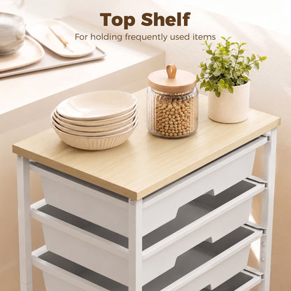 HOMCOM 6-Tier Storage Trolley on Wheels in White