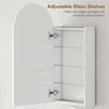 HOMCOM Arched Bathroom Mirror Cabinet with Adjustable Glass Shelves - White