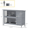 PawHut Rabbit Hutch Outdoor Guinea Pig Hutch Bunny Cage with No-Leak Trays, Divider, 136 x 50 x 93cm, Grey