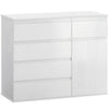 HOMCOM Modern Chest Of Drawers, 5 Drawer Dresser with Adjustable Shelf, Soft-Close Door, White