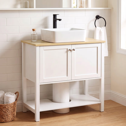 HOMCOM Under Sink Bathroom Cabinet with 2 Doors in White