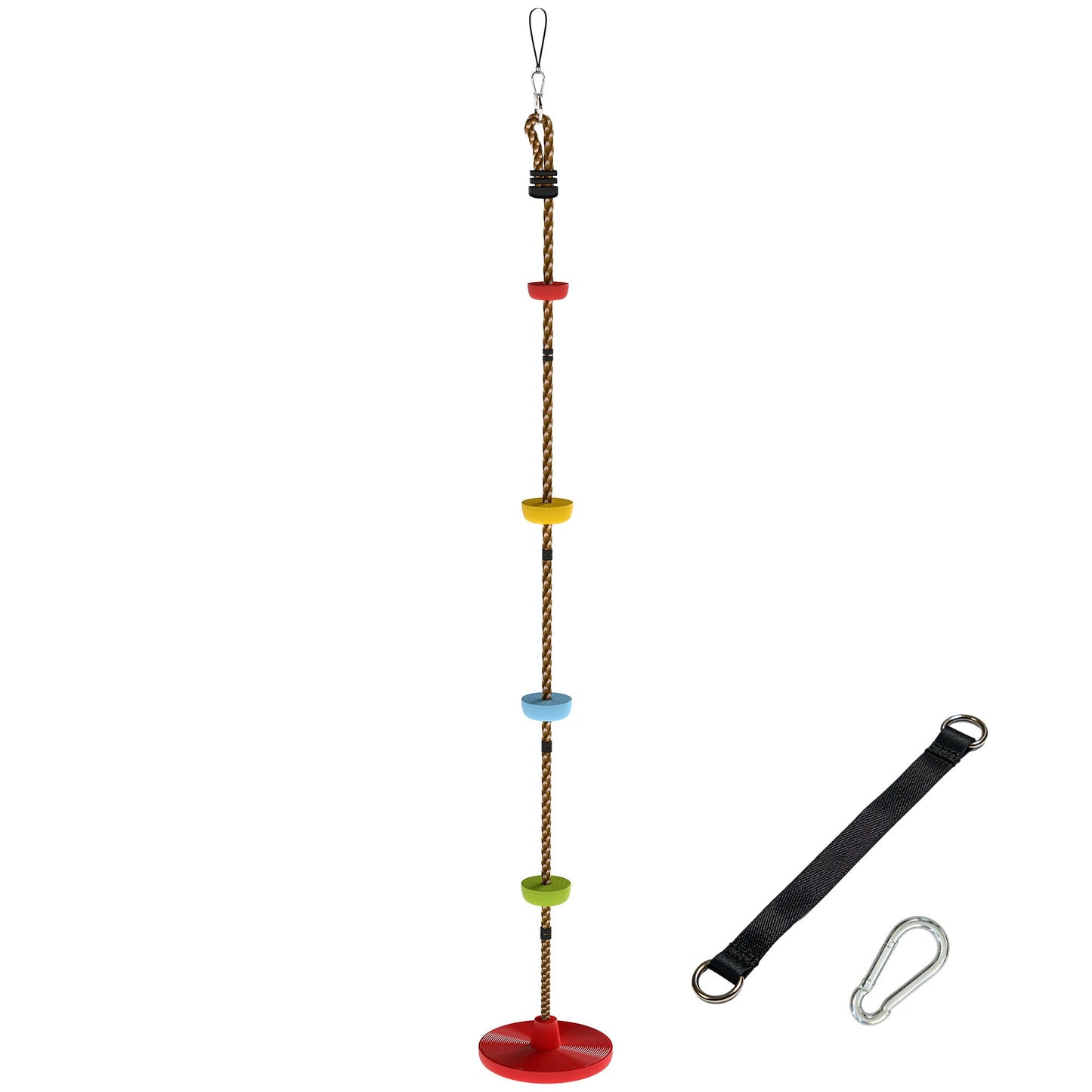 AIYAPLAY Climbing Rope, Kids Tree Swing Kit with Platforms and Disc Swings Seat, Obstacle Course Kids for Garden, Red