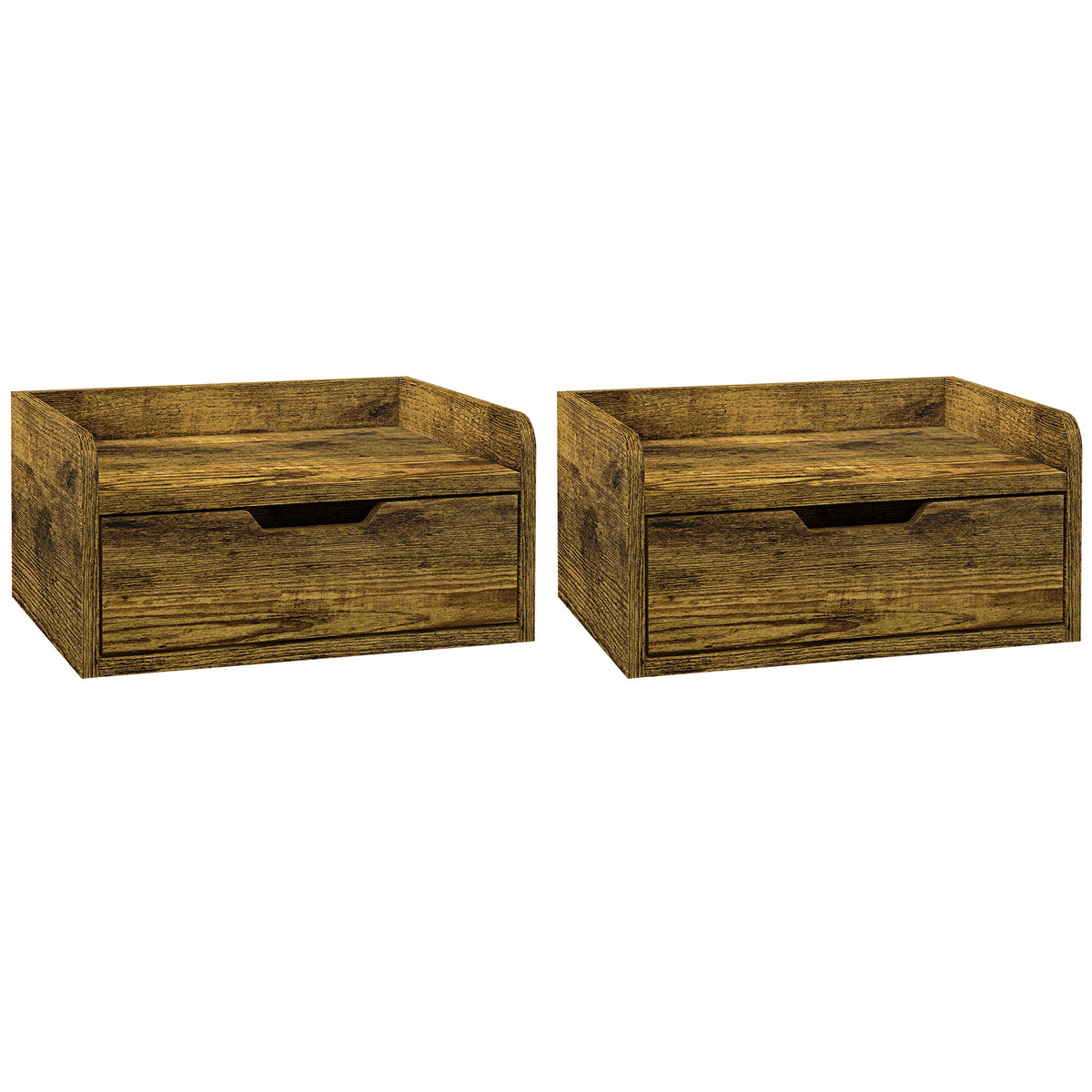 HOMCOM Floating Nightstands Set of 2 in Rustic Brown
